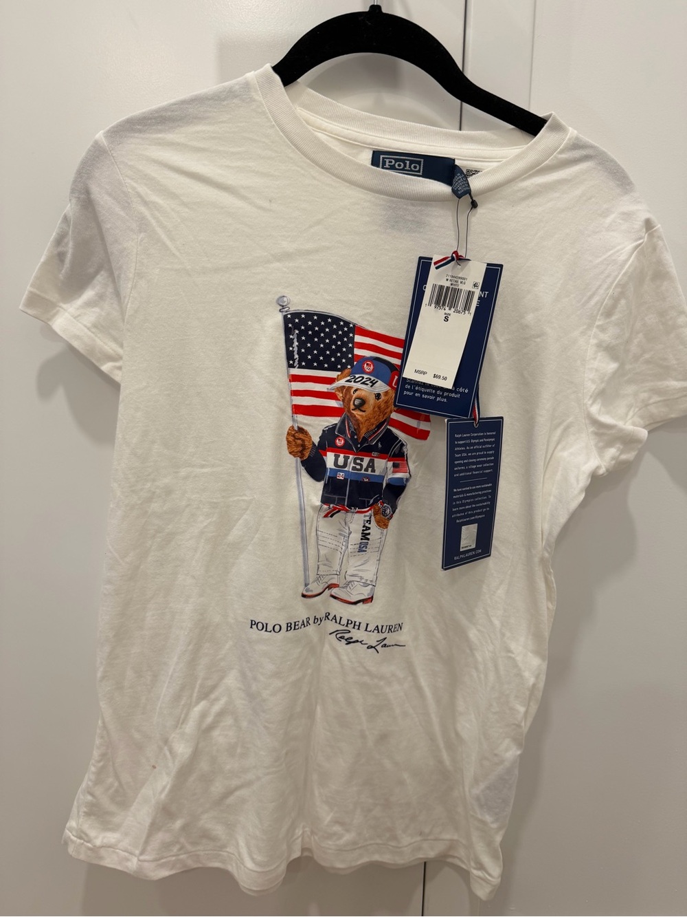 Ralph Lauren White Polo Bear USA Graphic Tee